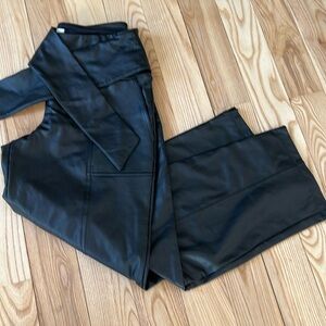 Black Vegan Leather Patchwork Pants